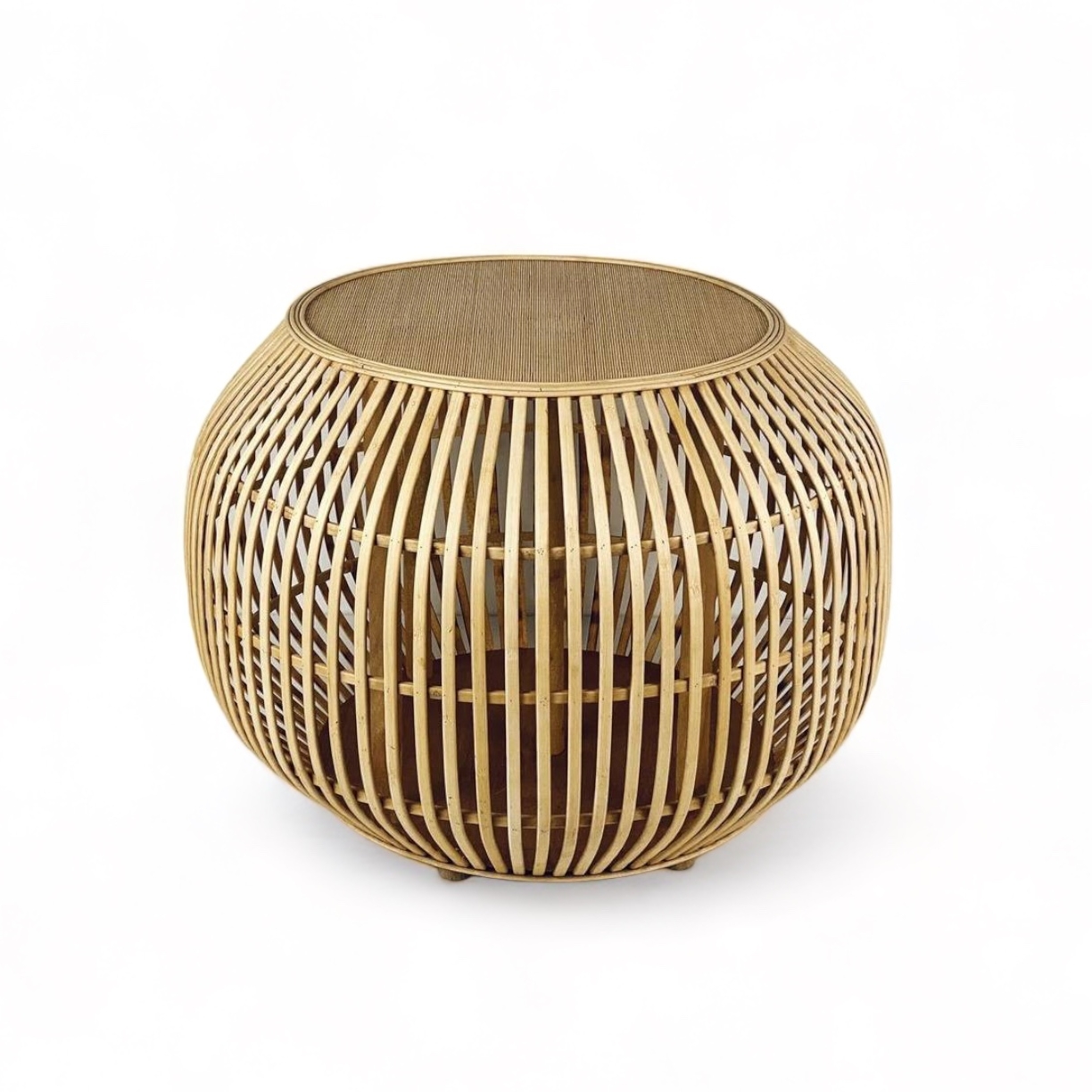 Столик кавовий круглий бохо бамбук TB-584