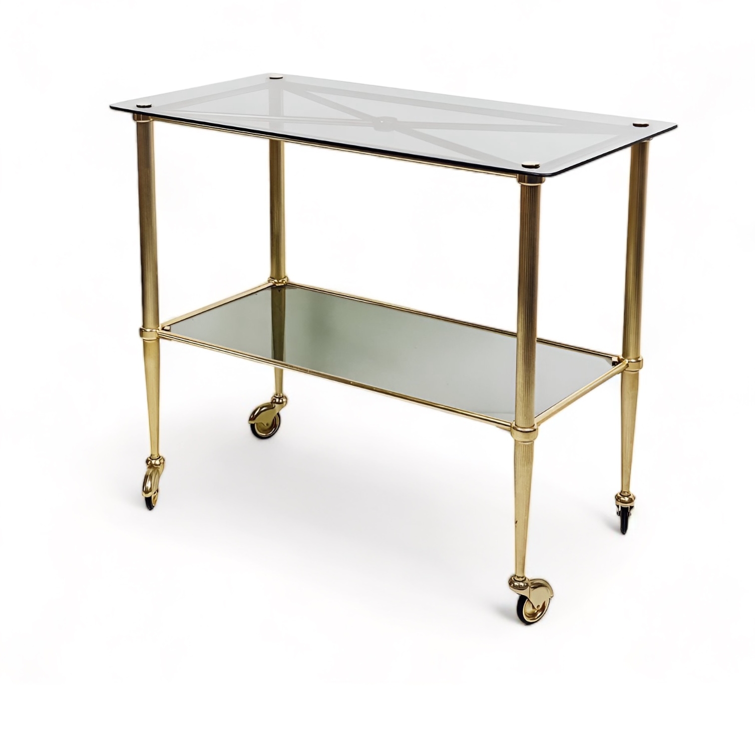 Столик сервірувальний вінтаж латунь/скло TB-917