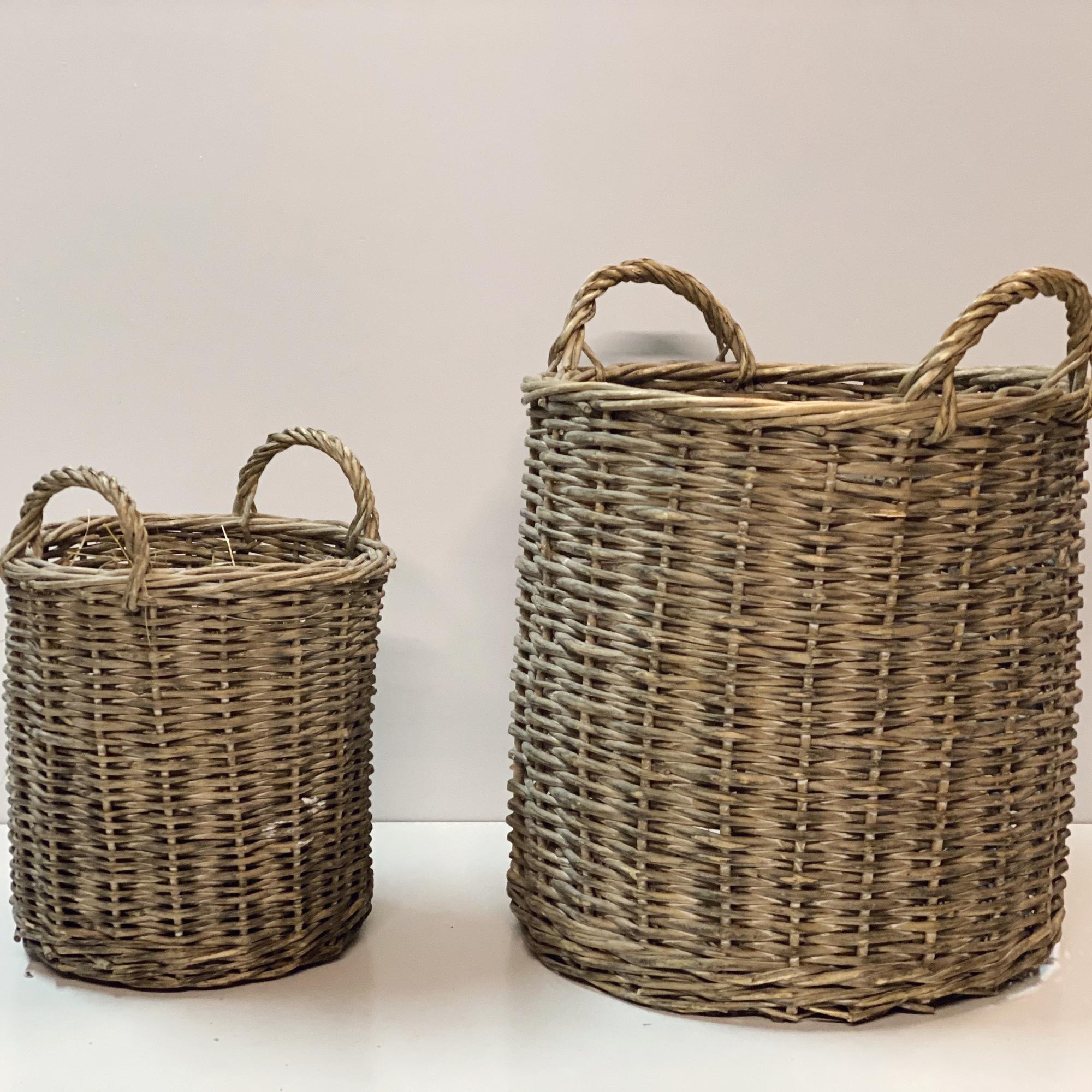 Кошик-кашпо лоза з 2 ручками сірий BA-055