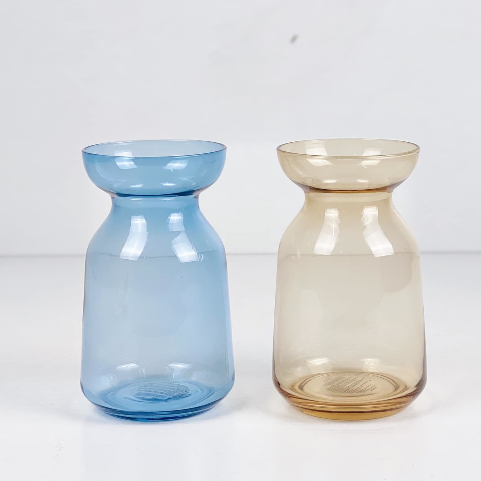 Ваза зі звуженнями беж/блакитне прозоре скло VA-341