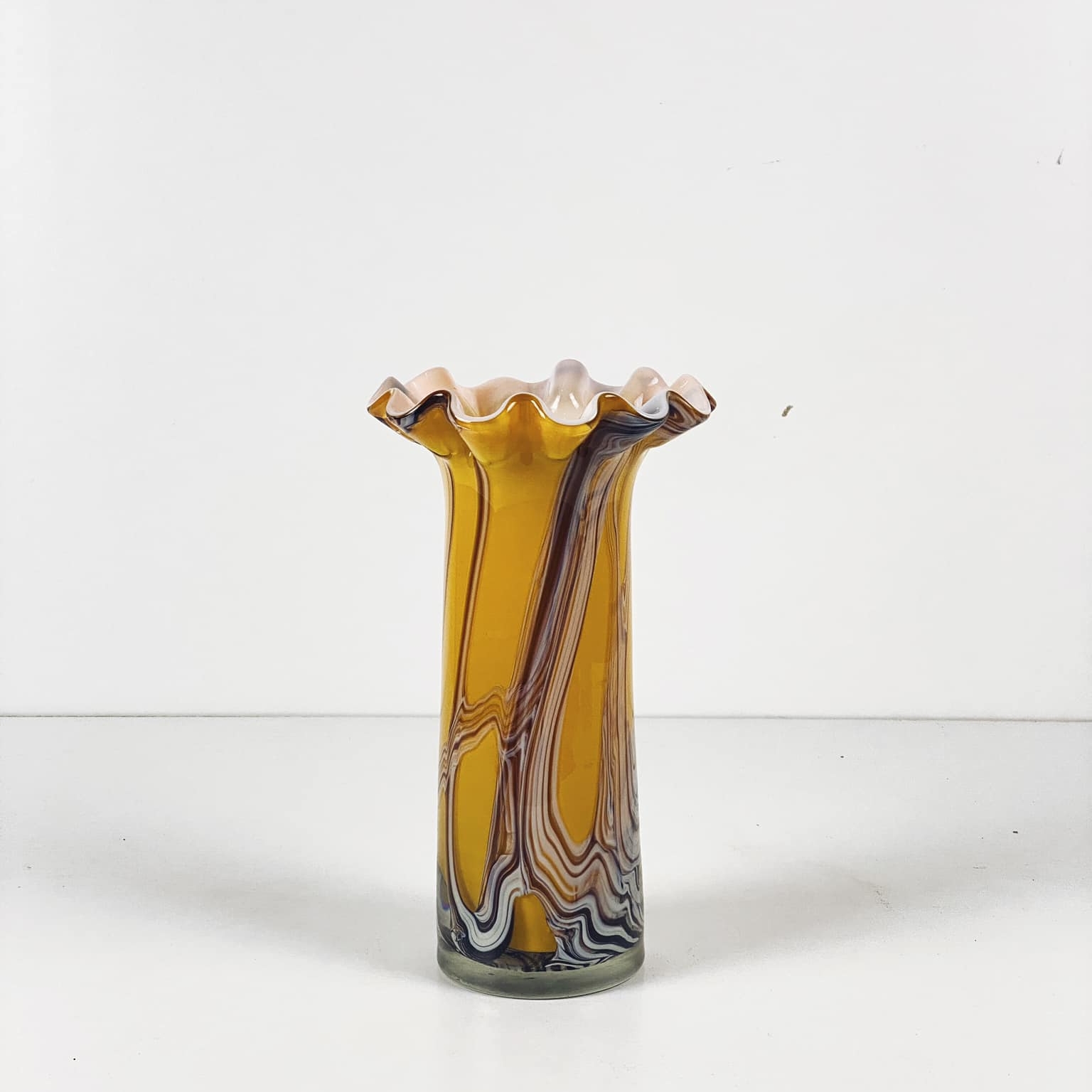 Ваза художнє скло вінтаж жовта/мультиколор VA-346