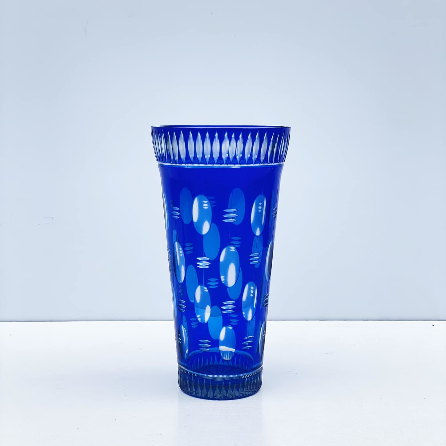 Ваза вінтаж кришталь синій VA-353