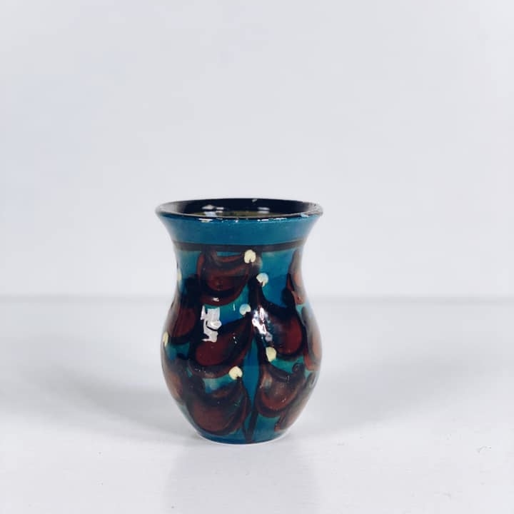 Ваза синьо-чорна мала кераміка/розпис вінтаж VA-321