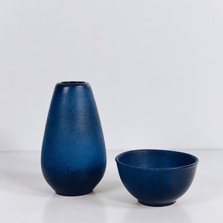 Ваза/чаша синя мат кераміка вінтаж VA-324