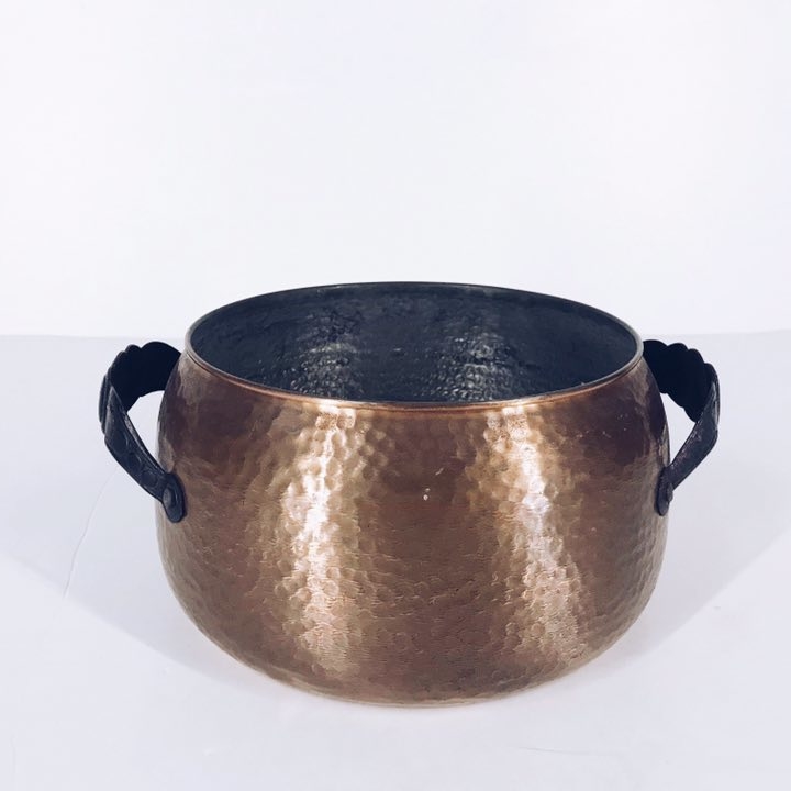 Каструля з фігурними ручками без кришки мідь вінтаж CU-004