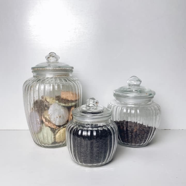 Банка для печива/чаю з наповненням рельєфне скло KB-026