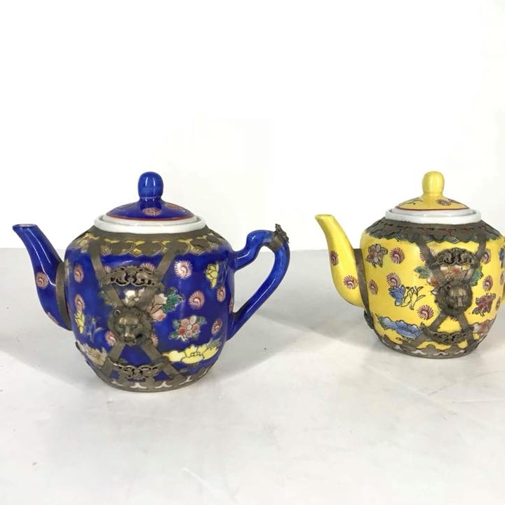 Чайник китайський вінтаж порцеляна/метал TE-026