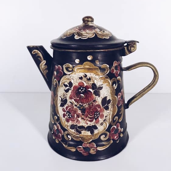 Чайник з росписом старовинний метал TE-031