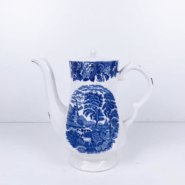 Чайник/кавник з синім малюнком порцеляна вінтаж TE-050