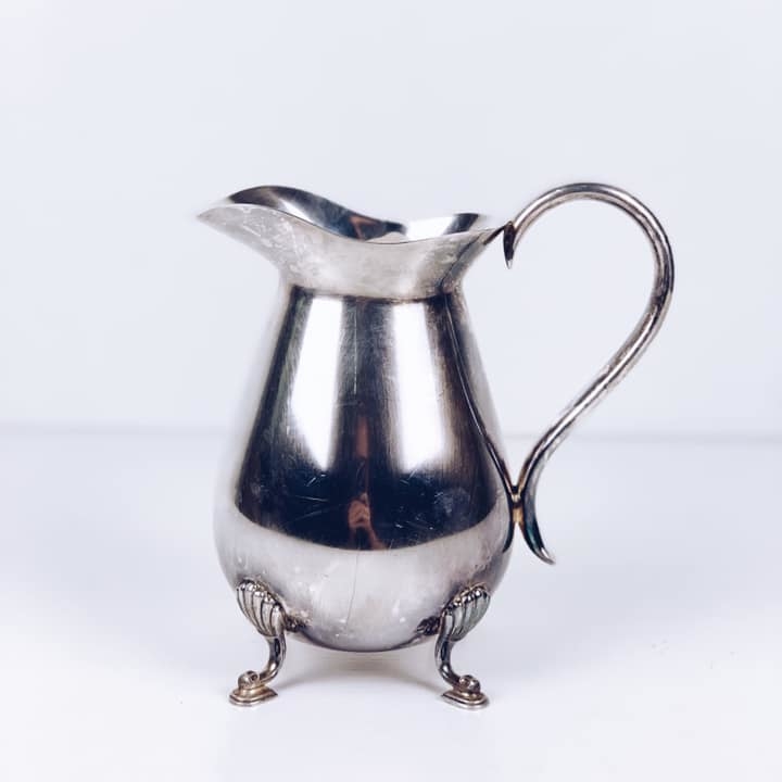 Глечик для вершків на ніжках столове срібло вінтаж JU-035