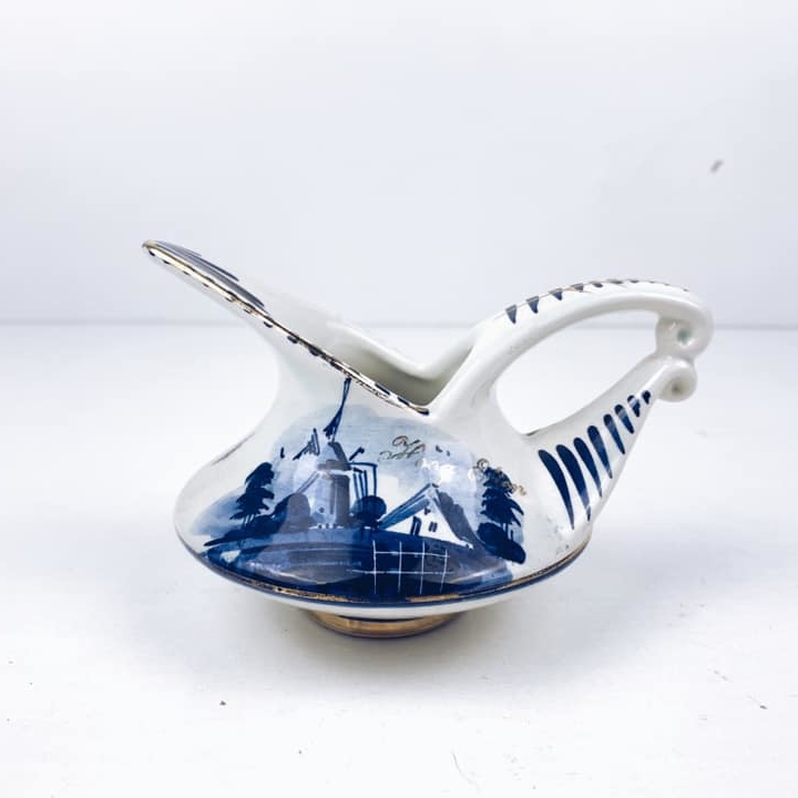 Глечик для вершків синій розпис порцеляна вінтаж JU-042