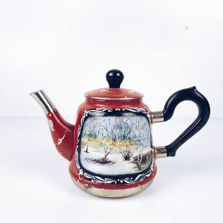 Чайник малий з розписом метал вінтаж TE-070