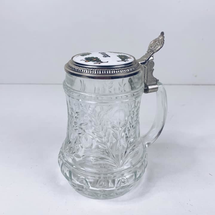 Кружка для пива з кришкою кришталь/олово/порцеляна JU-056