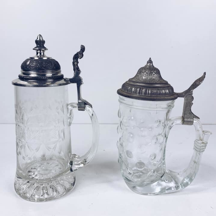 Кружка для пива з кришкою кришталь/олово вінтаж JU-057