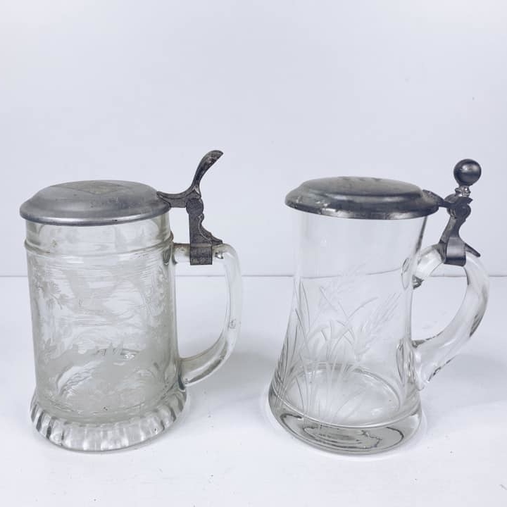 Кружка для пива з кришкою кришталь/олово вінтаж JU-058