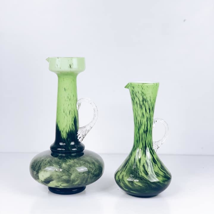 Глечик зелений муранське скло вінтаж JU-061