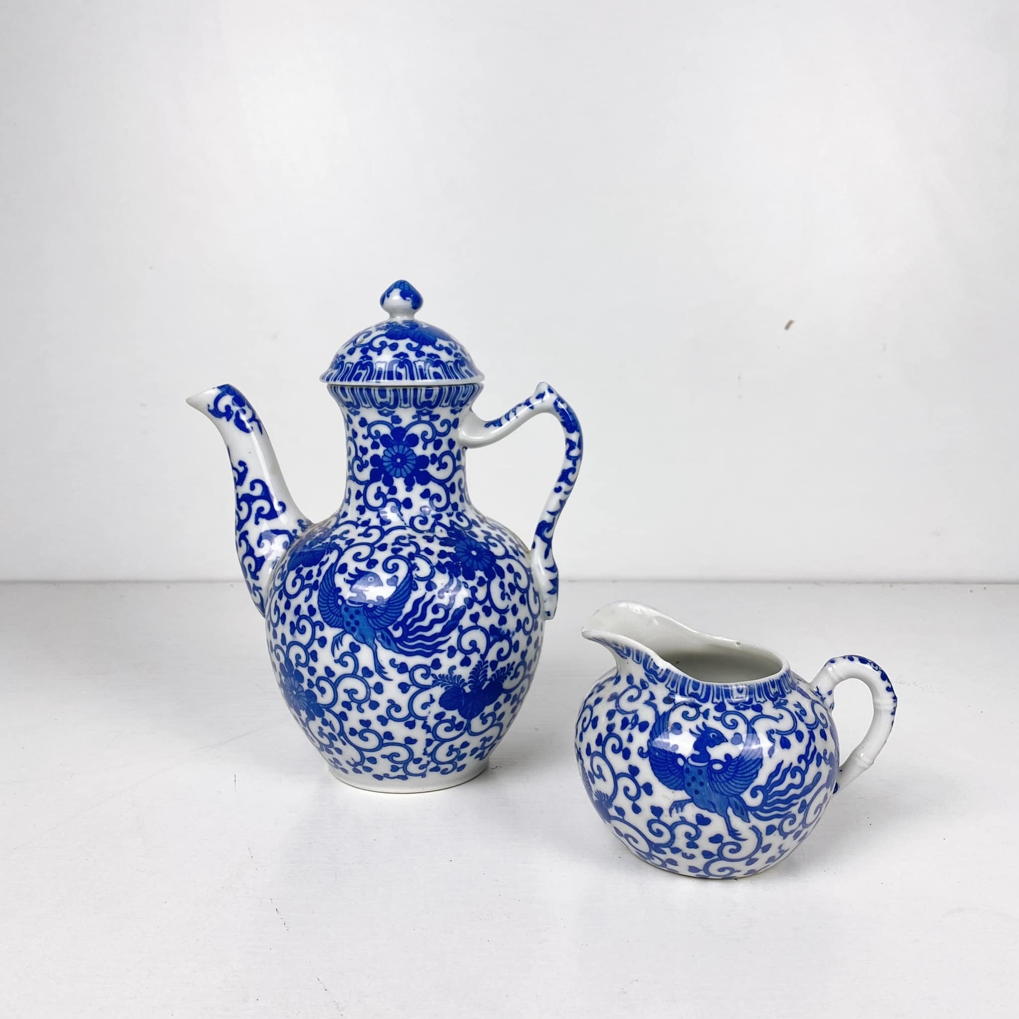 Чайник/молочник китайський синій розпис порцеляна вінтаж TE-078