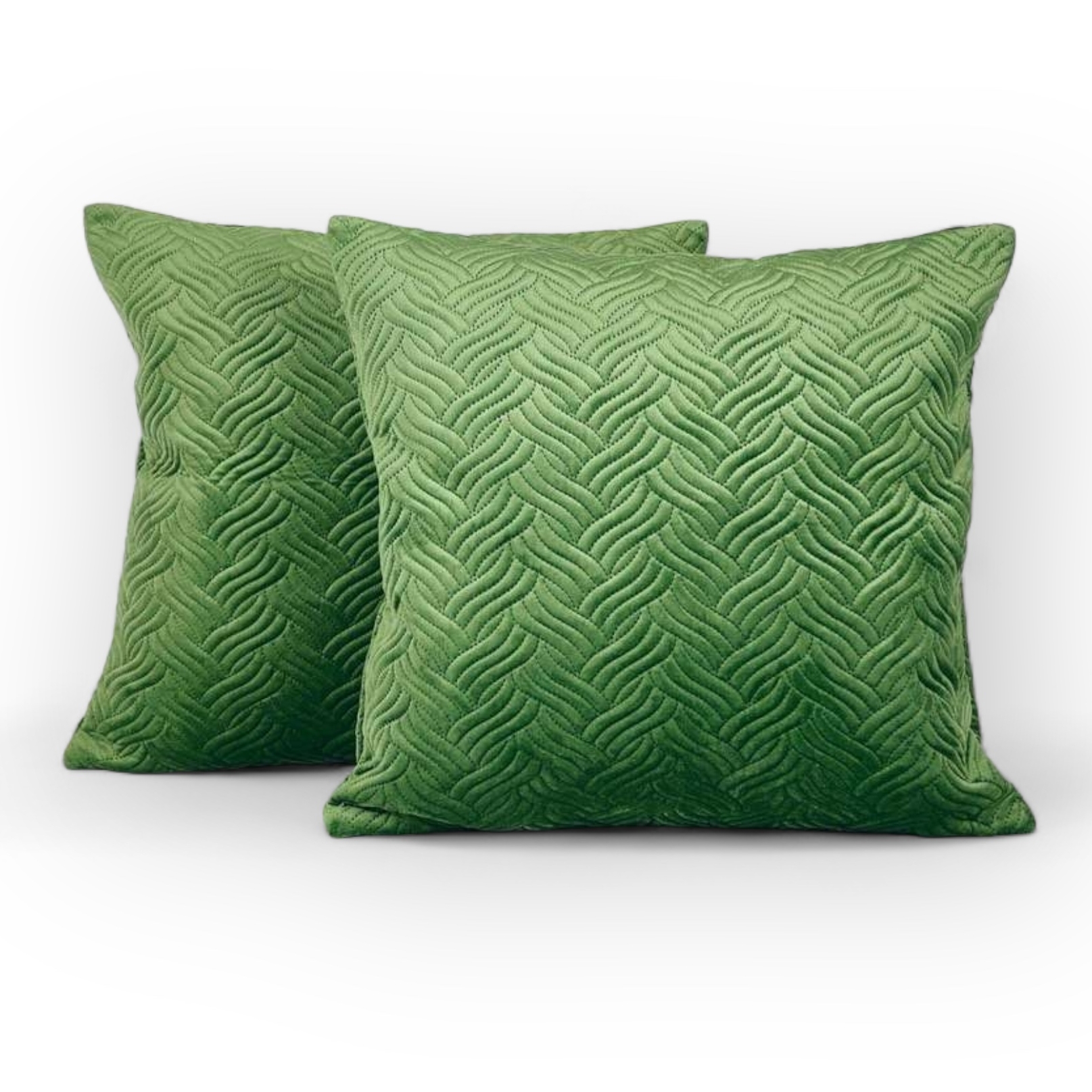 Подушка декоративна зелена стьобана PW-343