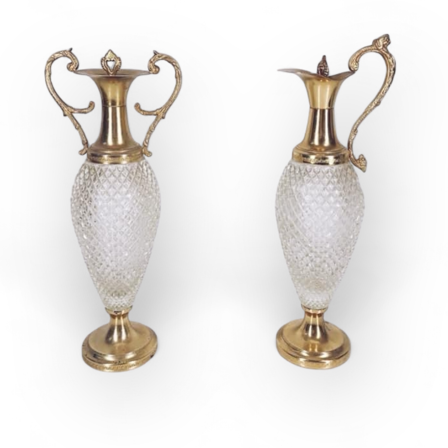 Графин/глечик вінтаж кришталь/метал золото KF-035