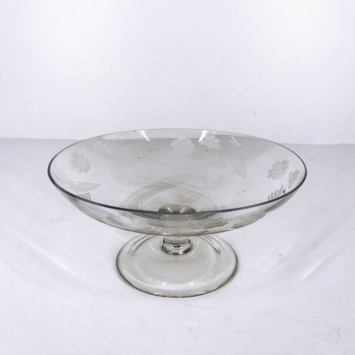 Ваза для фруктів на ніжці вінтаж скло з різбленням DT-008