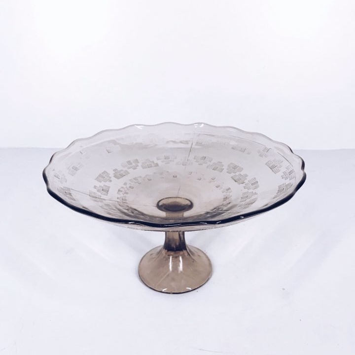 Ваза для фруктів на ніжці вінтаж  рельєфне скло DT-009