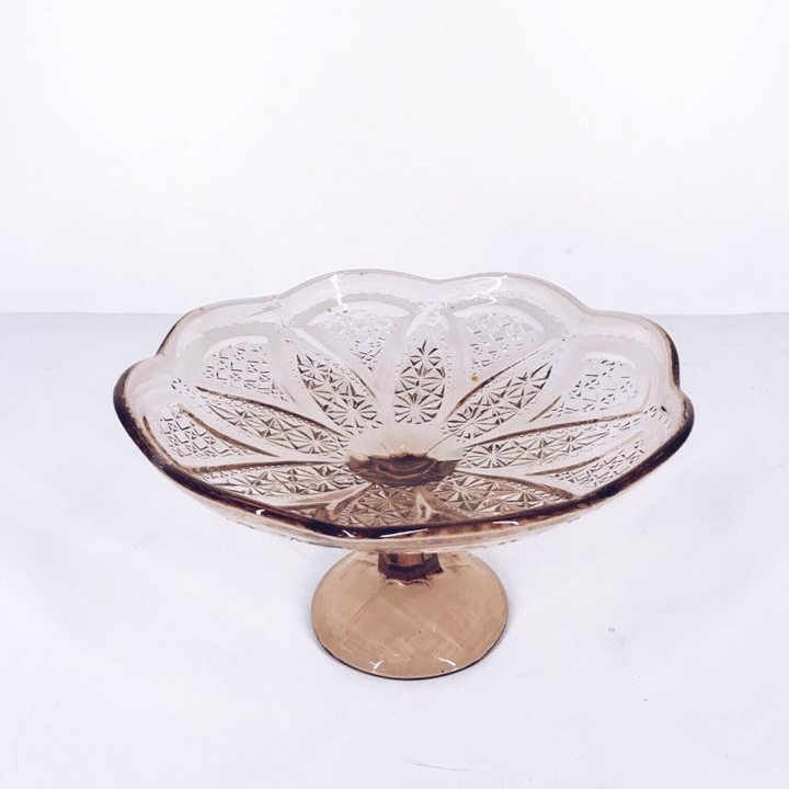 Ваза для фруктів на ніжці вінтаж  рельєфне скло DT-010