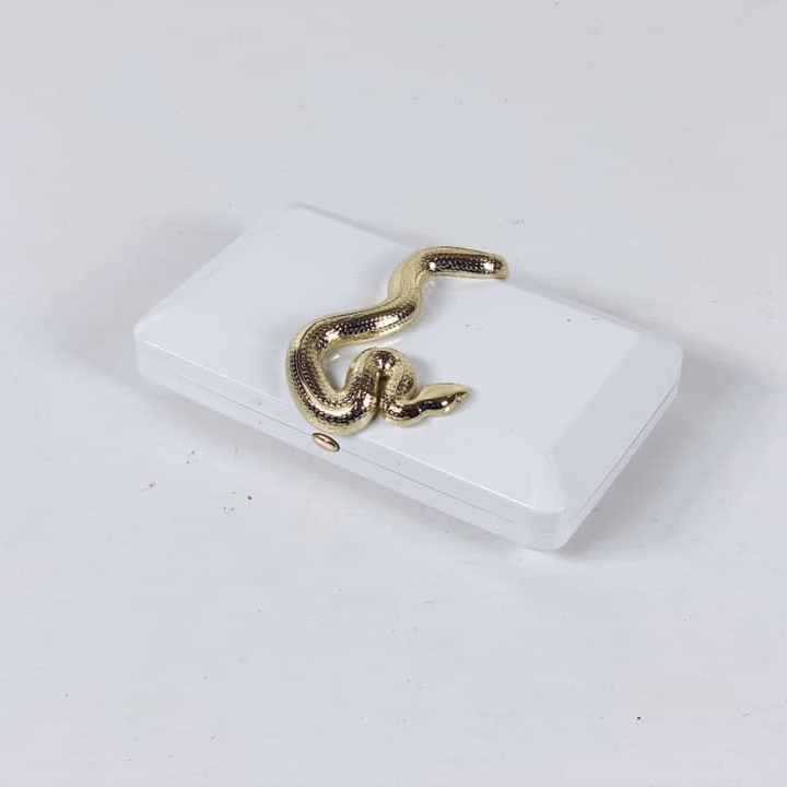 Шкатулка прямокутна біла з золотою змією