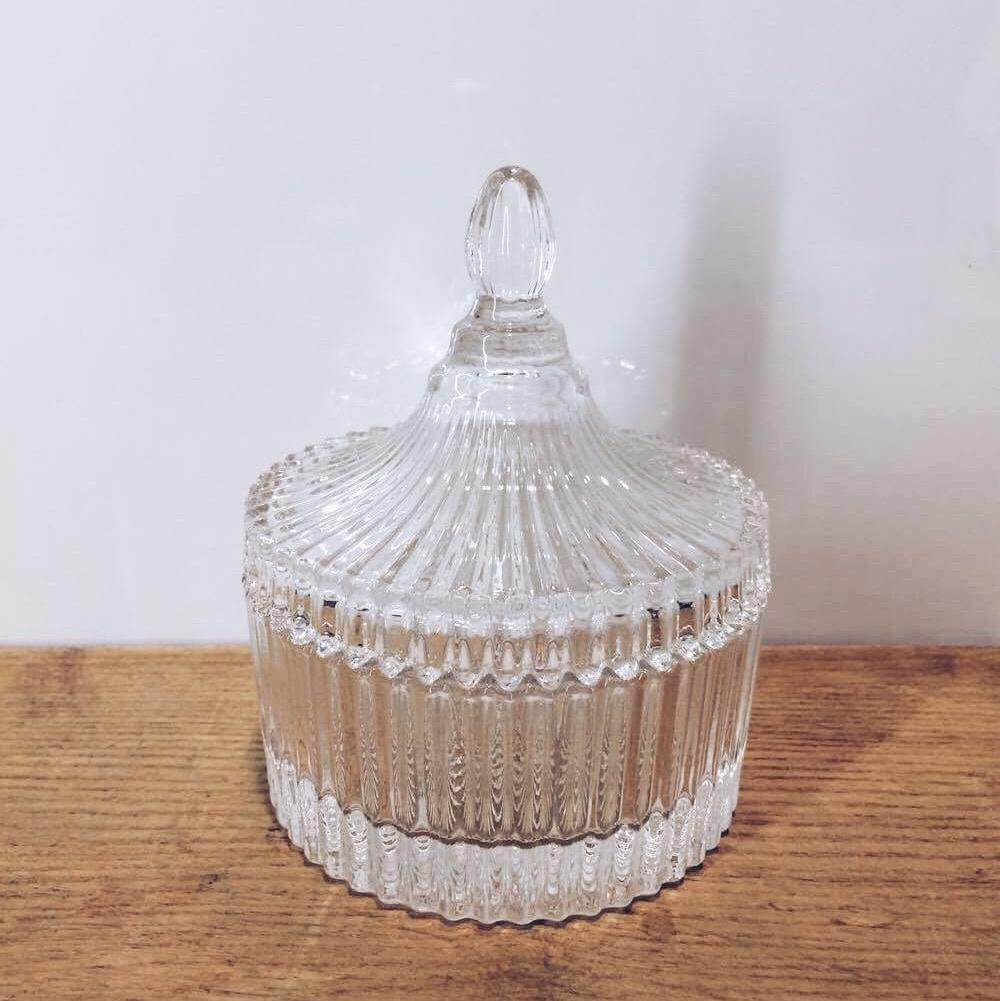 Цукерниця з кришкою рельєфне скло FP-008