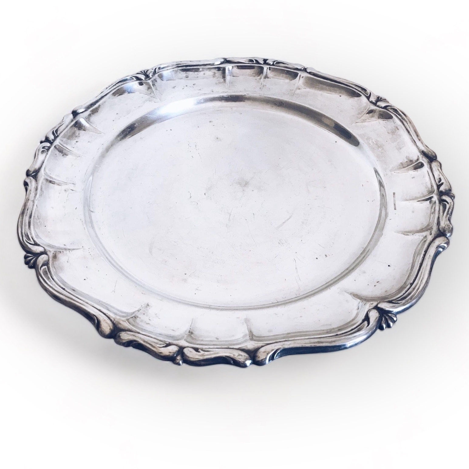 Блюдо/тарілка з рельєфним краєм вінтаж столове срібло PS-020