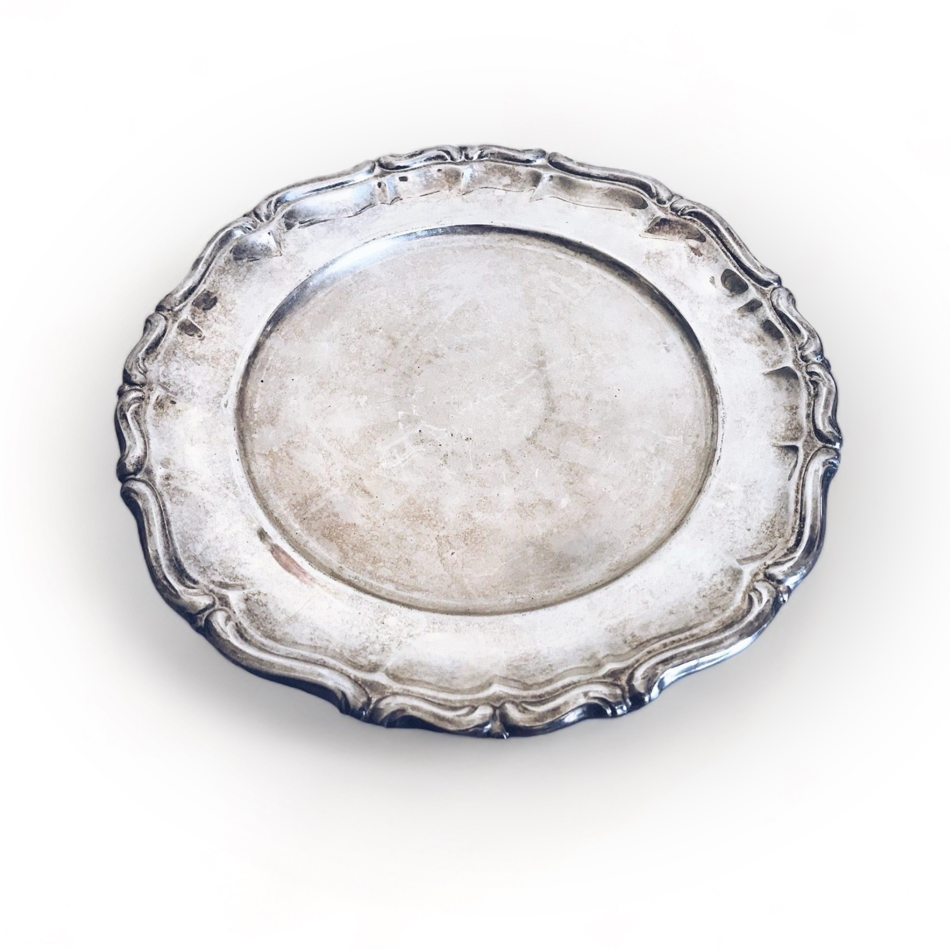 Блюдо/тарілка з рельєфним краєм вінтаж столове срібло PS-021