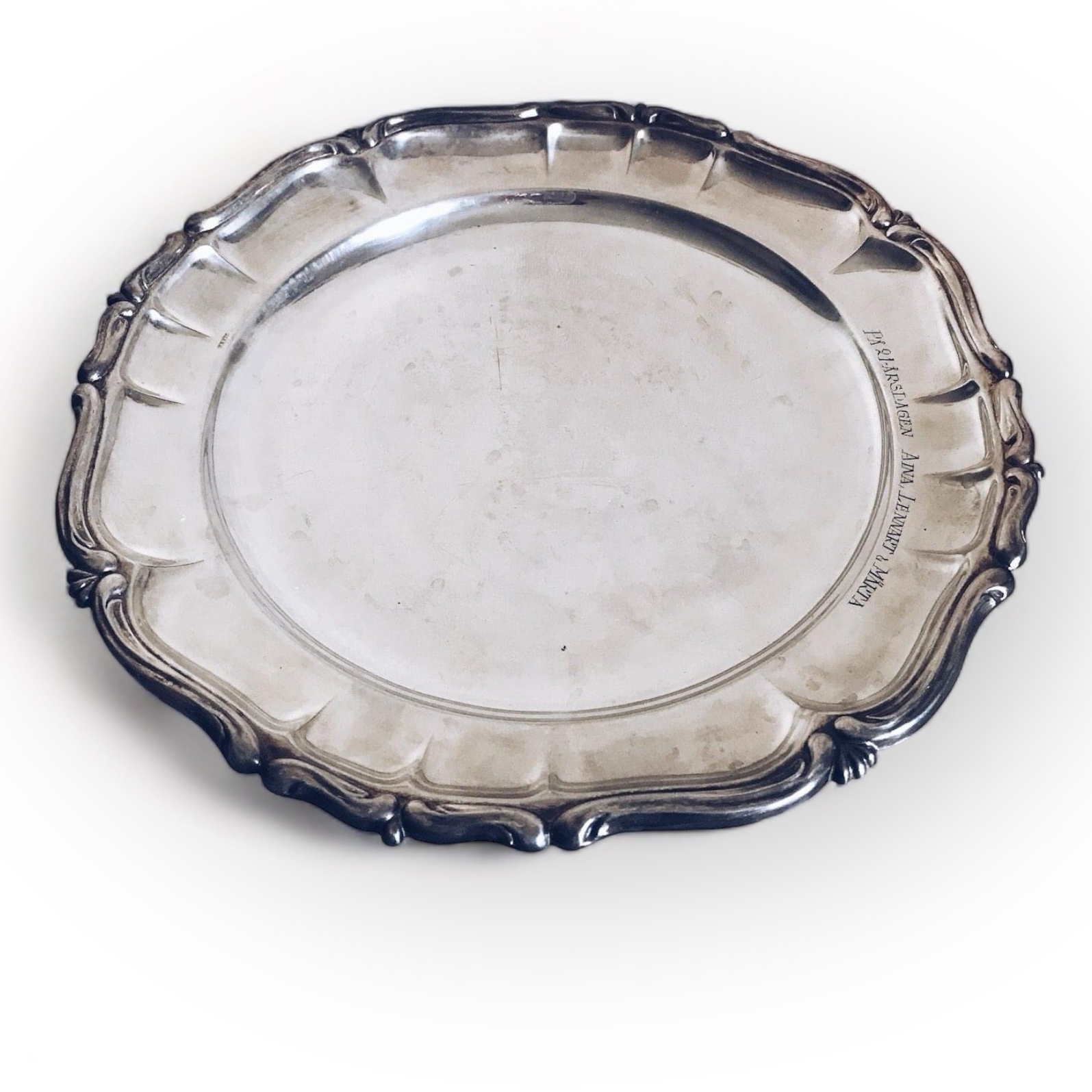 Блюдо/тарілка з рельєфним краєм вінтаж столове срібло PS-026