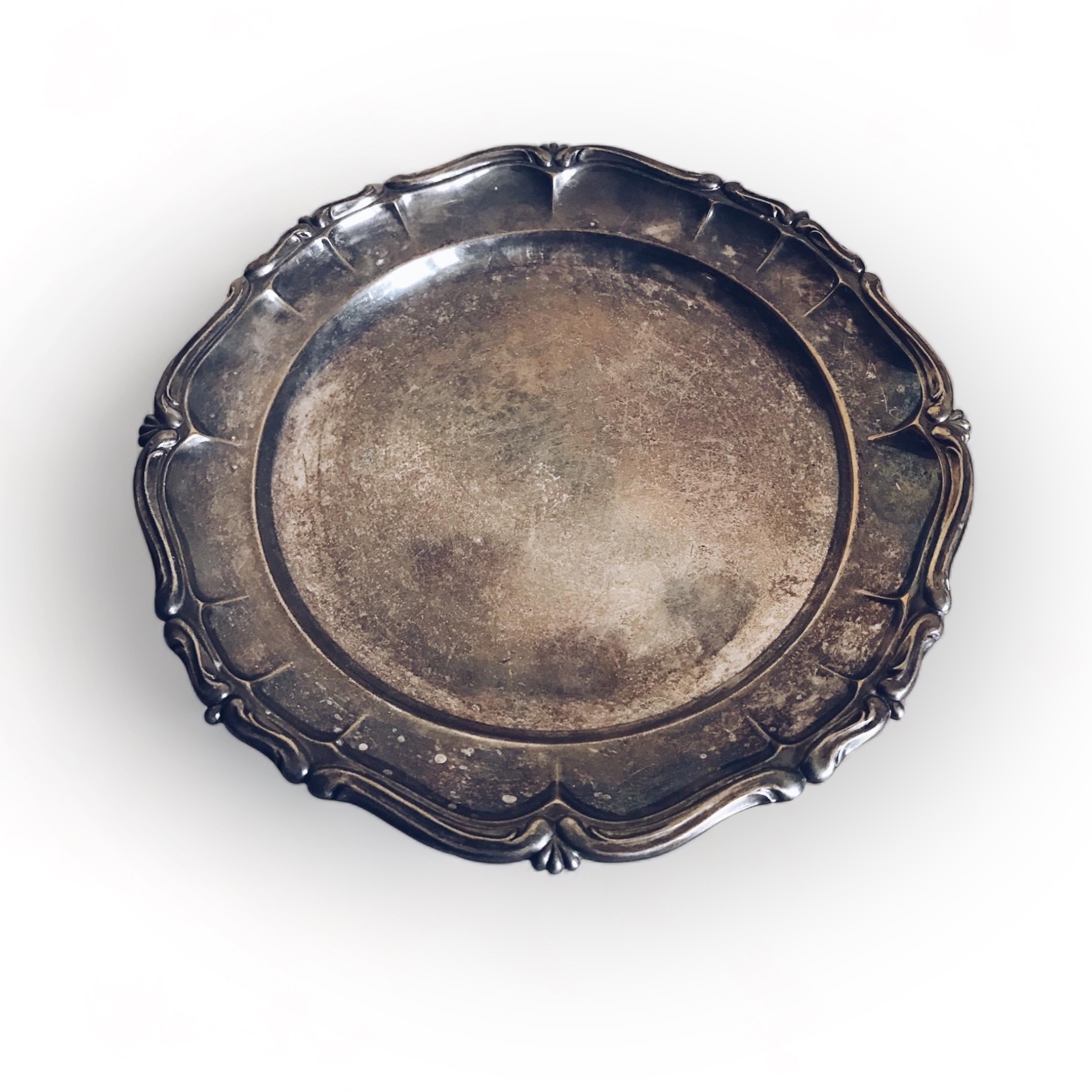 Блюдо/тарілка з рельєфним краєм вінтаж столове срібло PS-027