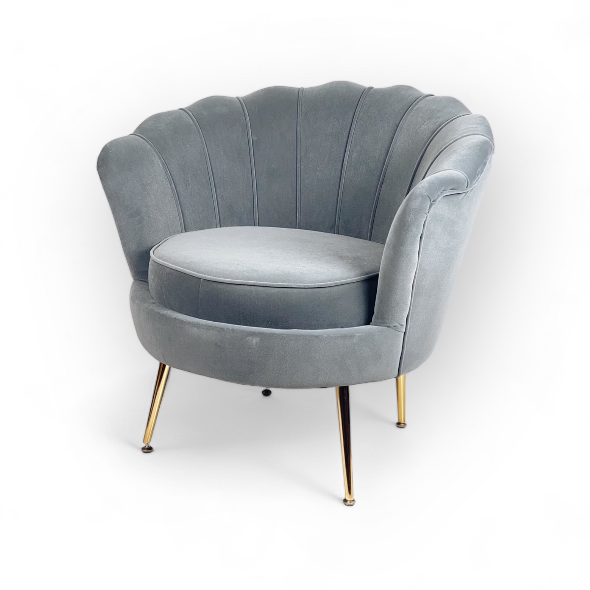 Крісло мушля сірий велюр CH-120