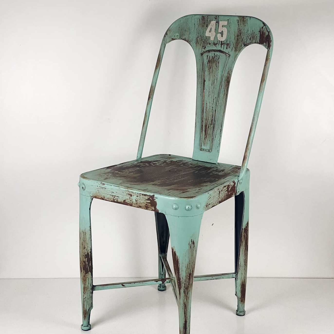 Стілець лофт метал лазур з потертостями ST-109