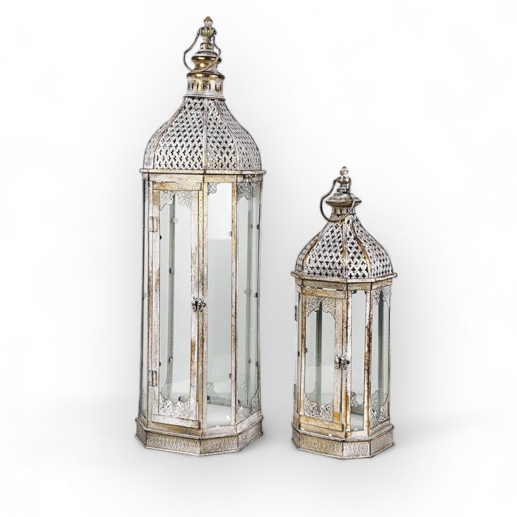 Ліхтар для свічок садовий східний метал/скло CL-079