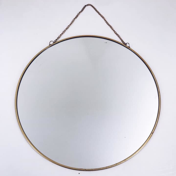 Дзеркало кругле в золотій рамі з ланцюжком MR-020