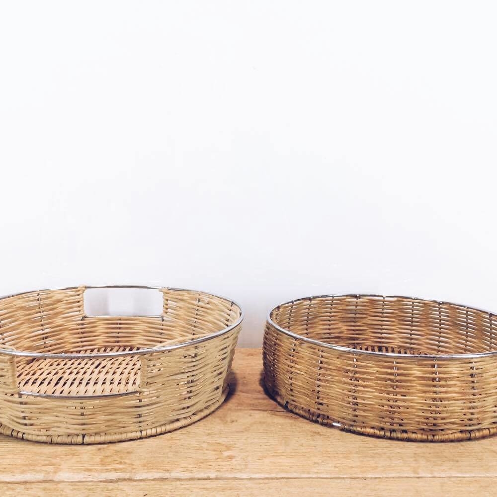 Корзинка-піднос кругла плетена лоза/метал BA-036