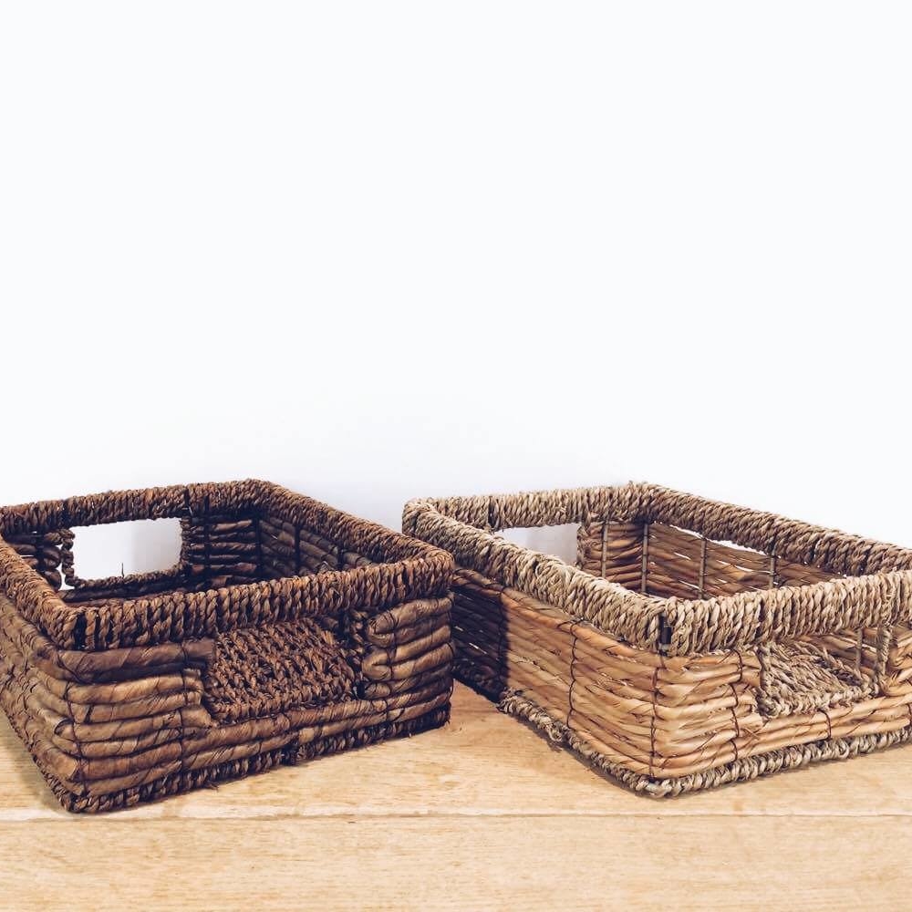 Кошик прямокутний з ручками очерет BA-035