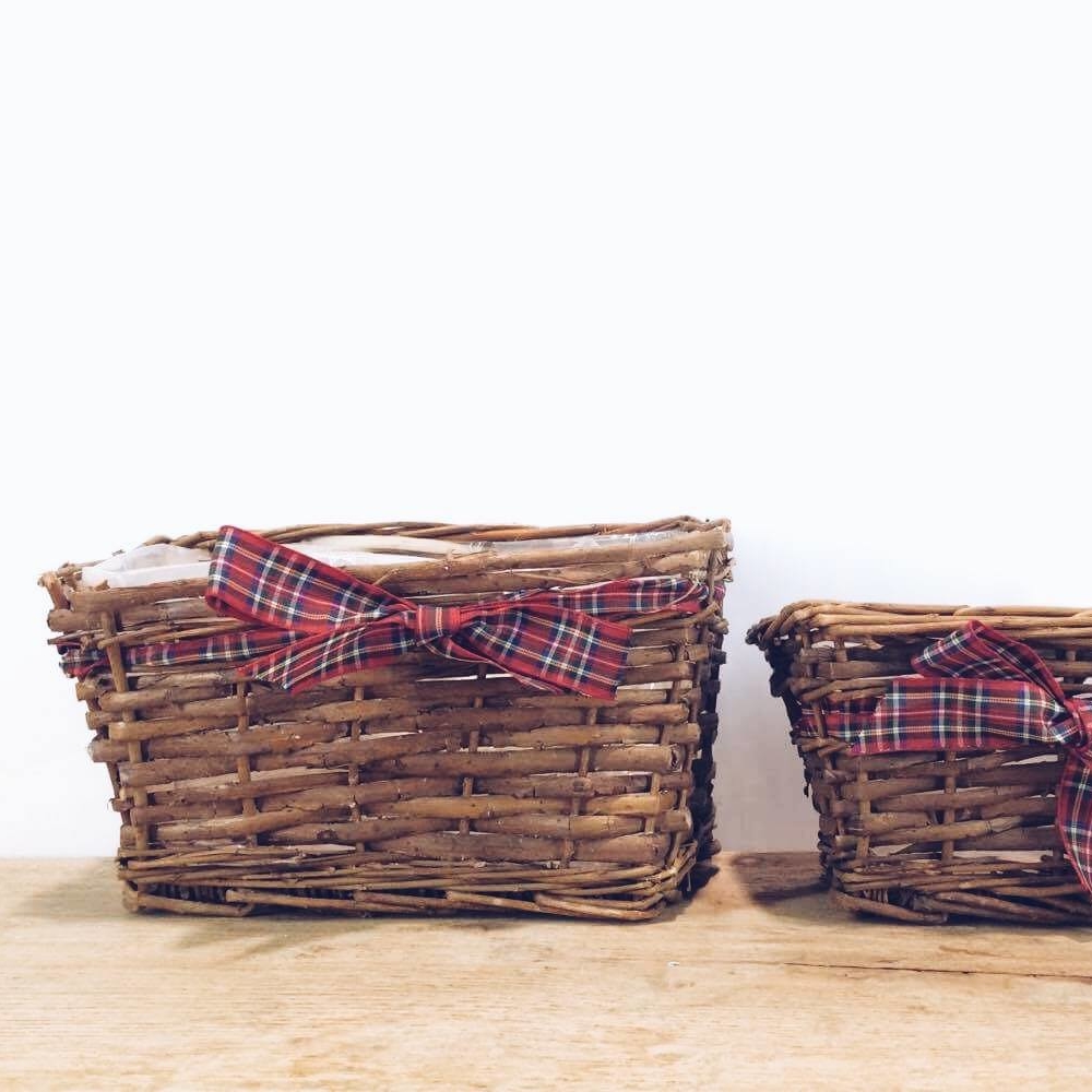 Кошик-кашпо лоза/стрічка т-коричневий BA-032