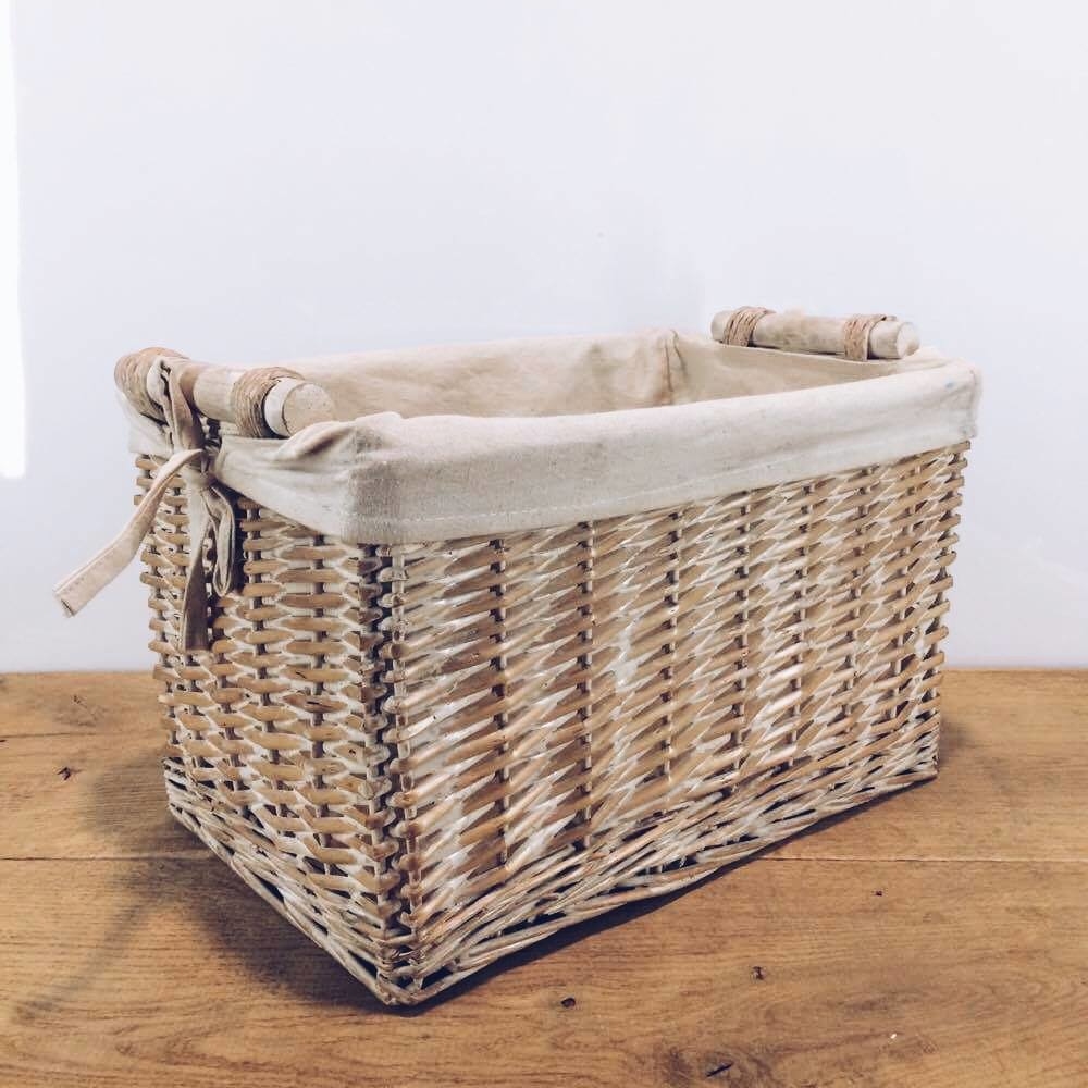 Кошик прямокутний великий з ручками лоза/текстиль BA-029