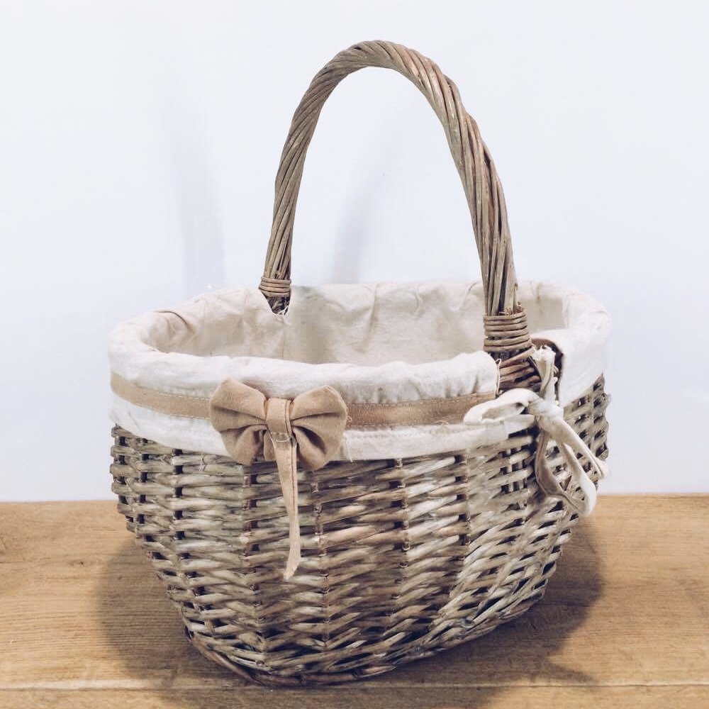 Кошик з ручкою лоза/текстиль BA-026