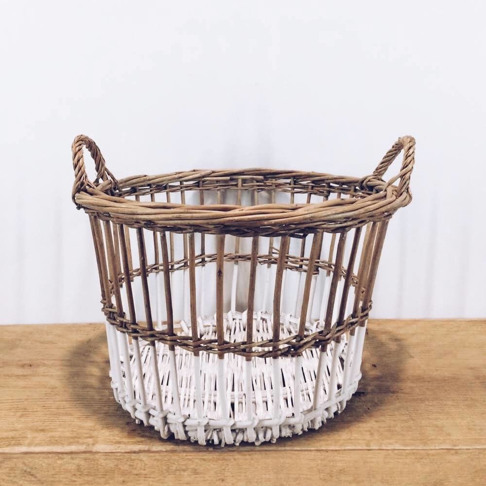 Кошик декоративний з 2 ручками лоза натур/білий BA-054