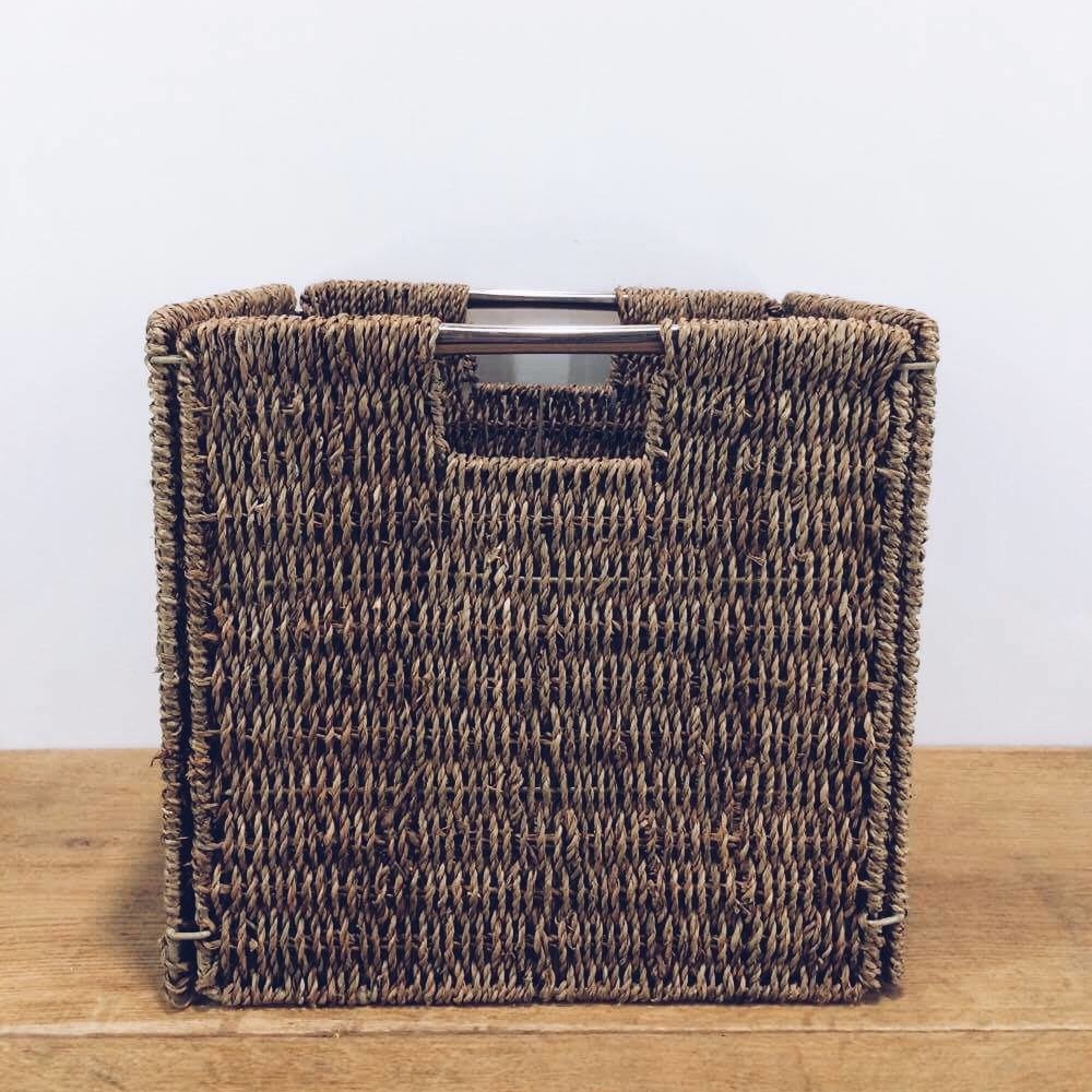 Кошик-короб квадратний складний метал/очерет BA-061