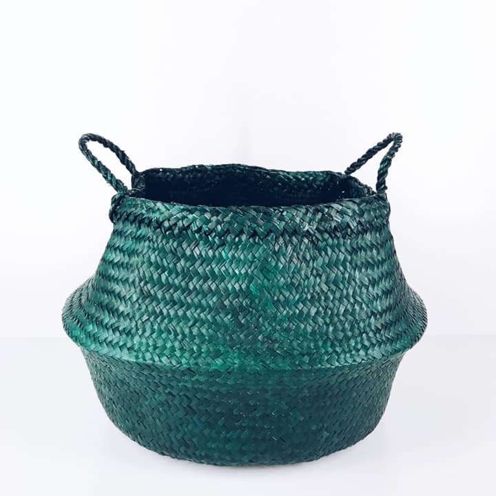 Кошик з 2 ручками соломка смарагд BA-087