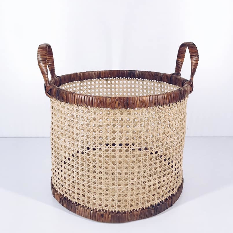 Кошик з 2 ручками ротангова сітка натур/коричнева BA-089