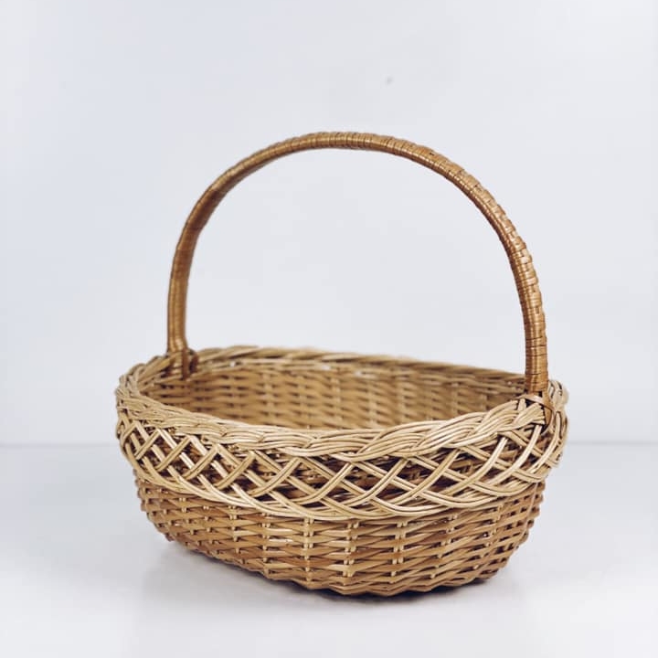 Кошик овальний з ручкою плетений лоза BA-108