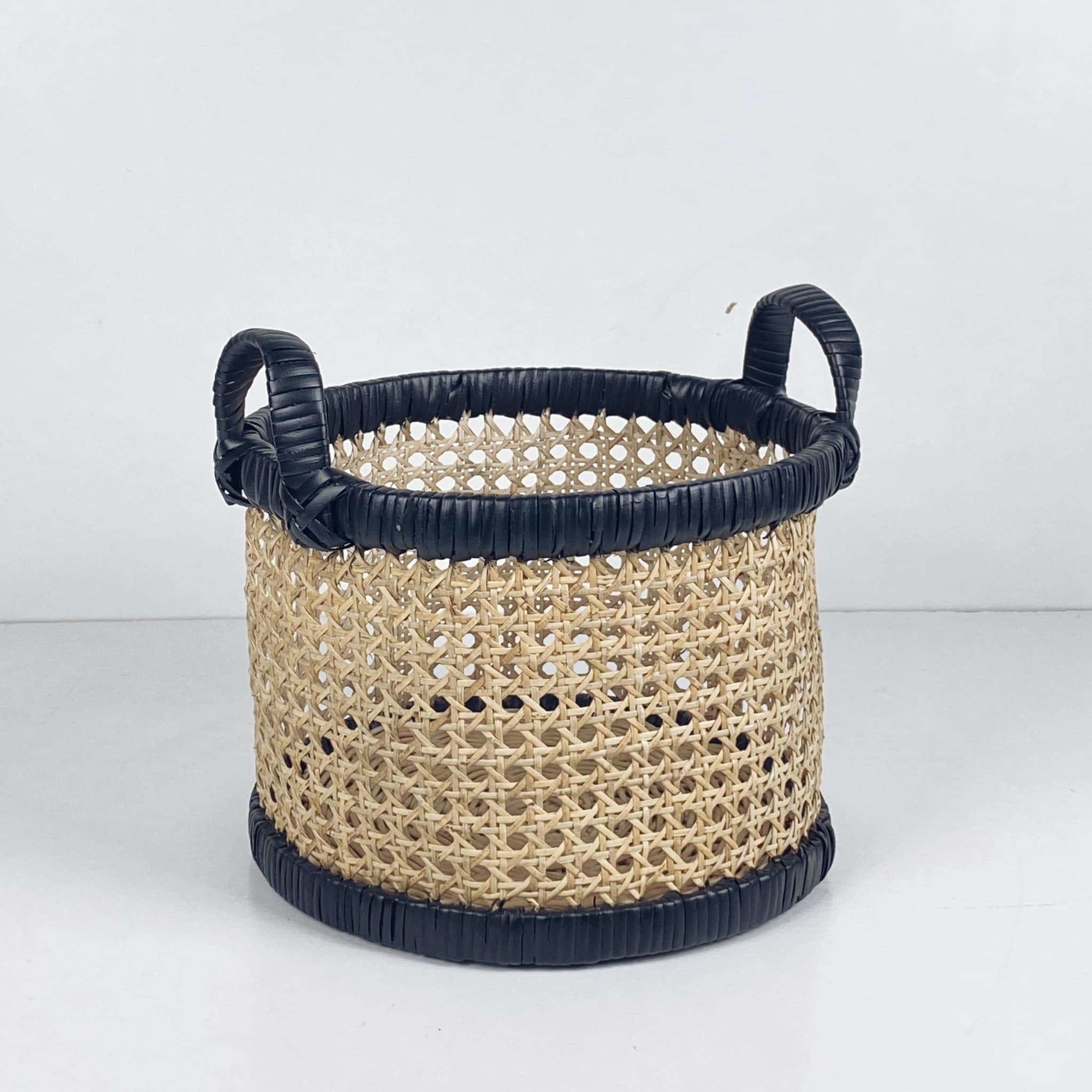 Кошик з 2 ручками ротангова сітка натур/чорний BA-114