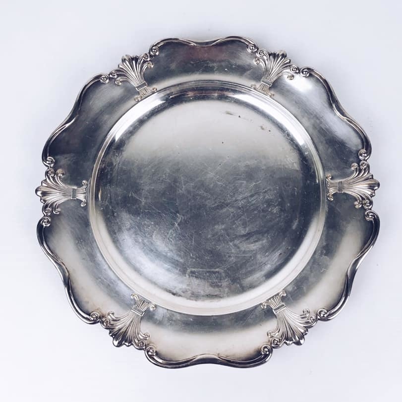 Блюдо/тарілка з рельєфним краєм вінтаж столове срібло PS-035
