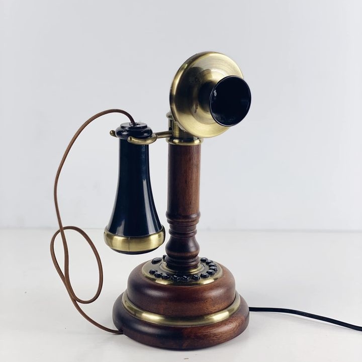 Телефон вінтаж дерево/золото PH-088