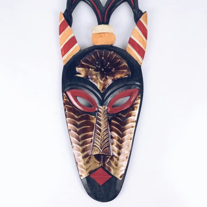 Маска африканська настінна кольорова дерево WD-027